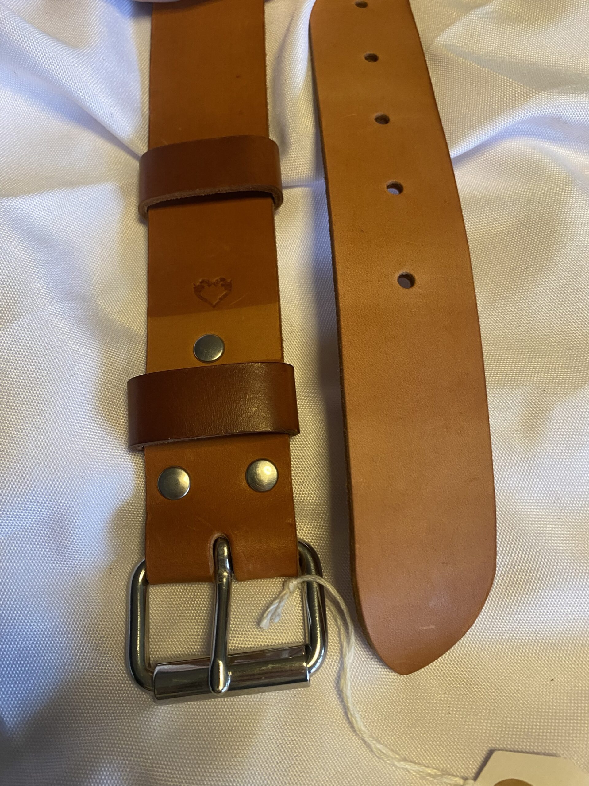 Læderbælte naturfarvet 2. Sortering - Billede 3